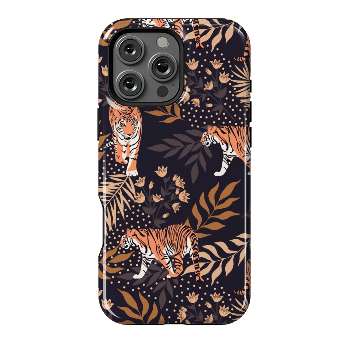 iPhone 16 Pro Max StrongFit Tigers. Purple pattern by Julia Badeeva