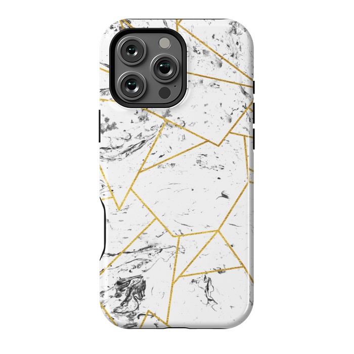 iPhone 16 Pro Max StrongFit White marble and gold frame by Julia Badeeva