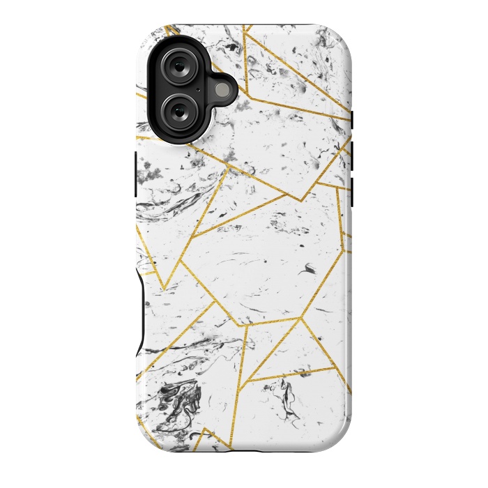 iPhone 16 Plus StrongFit White marble and gold frame by Julia Badeeva