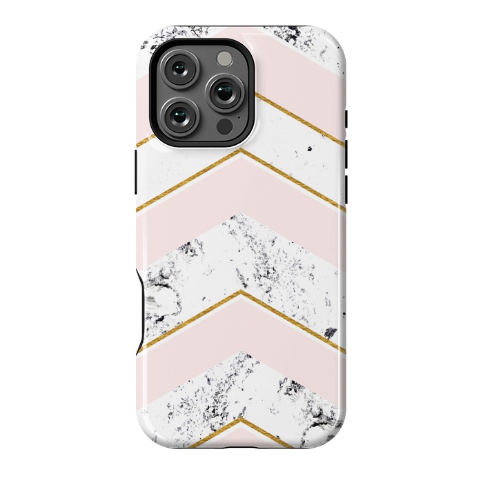 iPhone 16 Pro Max StrongFit Marble. Pink and gold by Julia Badeeva