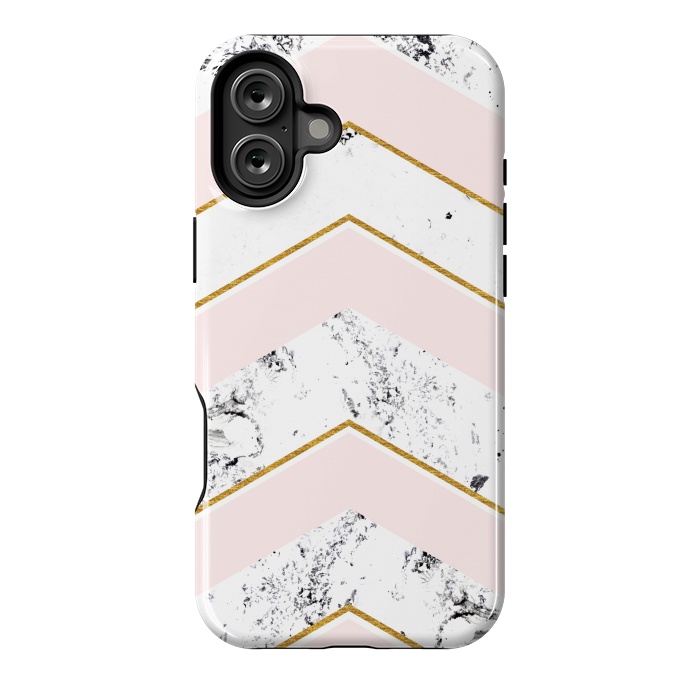 iPhone 16 Plus StrongFit Marble. Pink and gold by Julia Badeeva