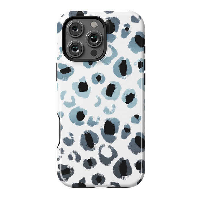 iPhone 16 Pro Max StrongFit Blue grey gradient leopard print by Oana 