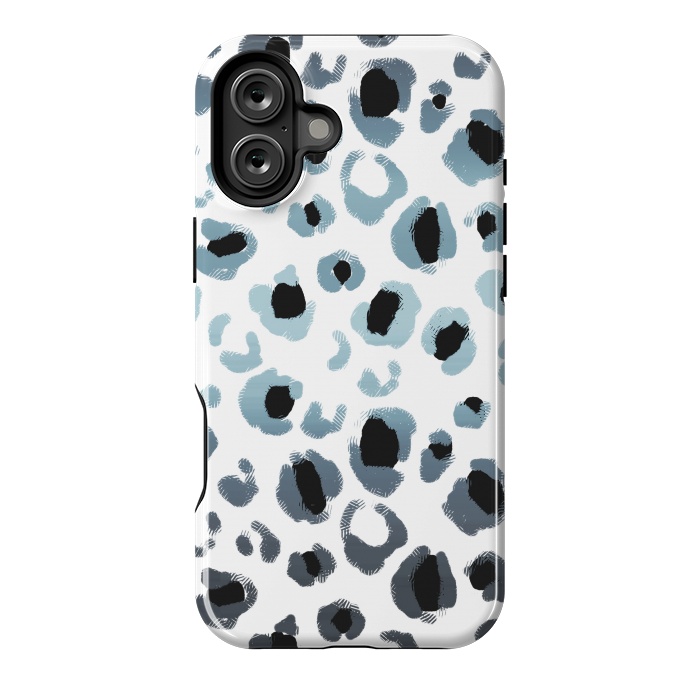 iPhone 16 Plus StrongFit Blue grey gradient leopard print by Oana 