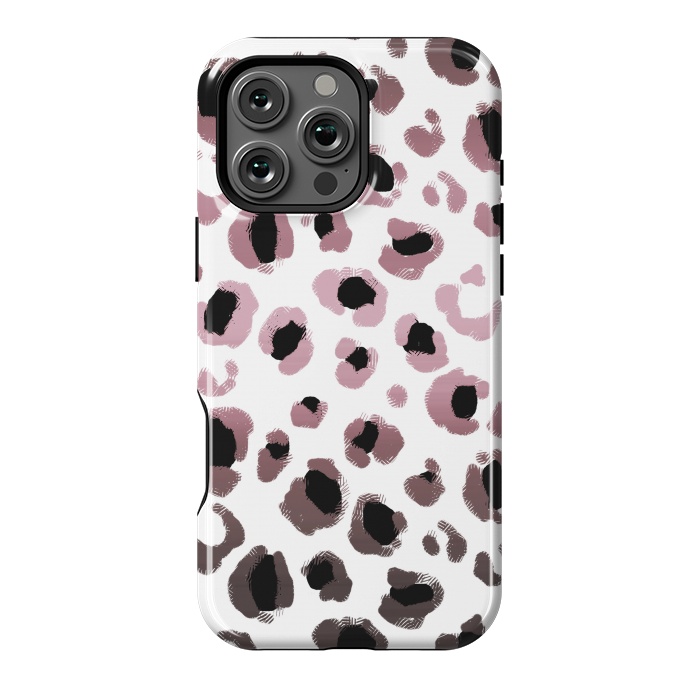 iPhone 16 Pro Max StrongFit Pink brown leopard print spots by Oana 