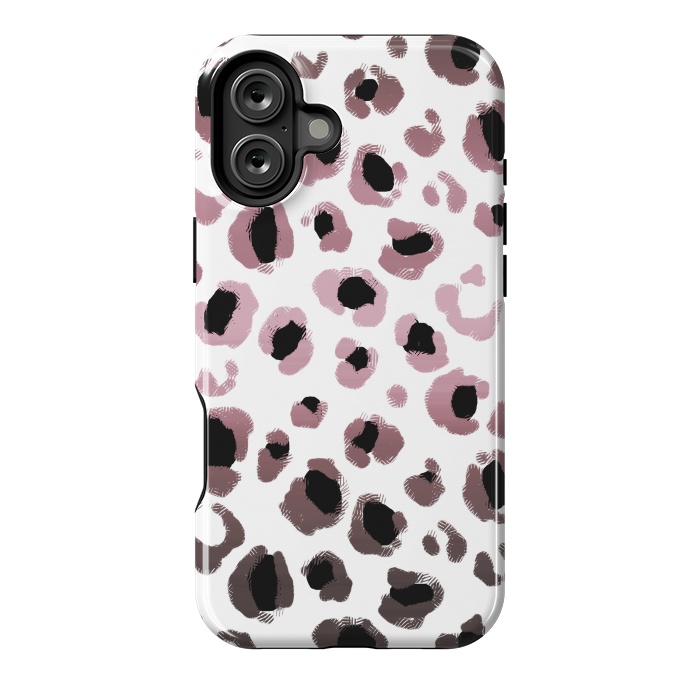 iPhone 16 Plus StrongFit Pink brown leopard print spots by Oana 