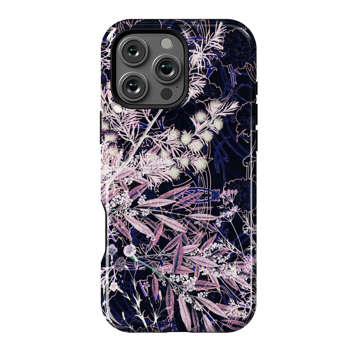 iPhone 16 Pro Max StrongFit Pink purple botanical illustration by Oana 