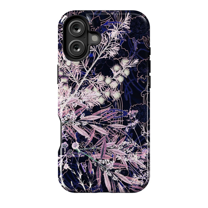 iPhone 16 Plus StrongFit Pink purple botanical illustration by Oana 