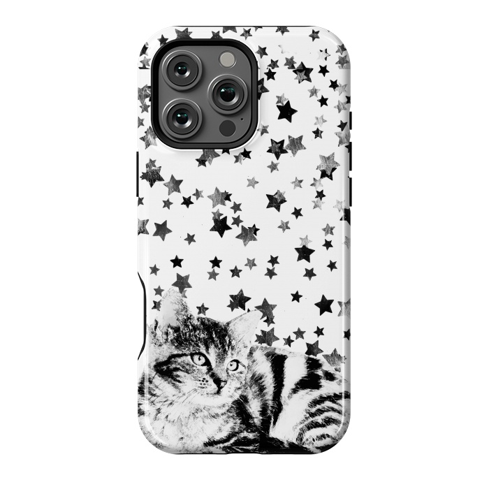 iPhone 16 Pro Max StrongFit Cute kitten with silver stars by Oana 