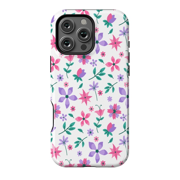 iPhone 16 Pro Max StrongFit PINK PURPLE FLORAL PATTERN 2 by MALLIKA