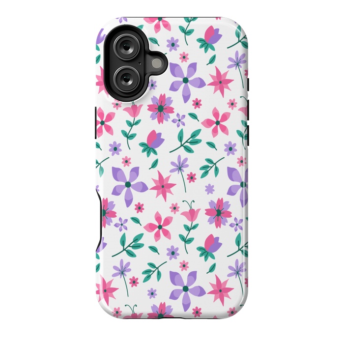 iPhone 16 Plus StrongFit PINK PURPLE FLORAL PATTERN 2 by MALLIKA