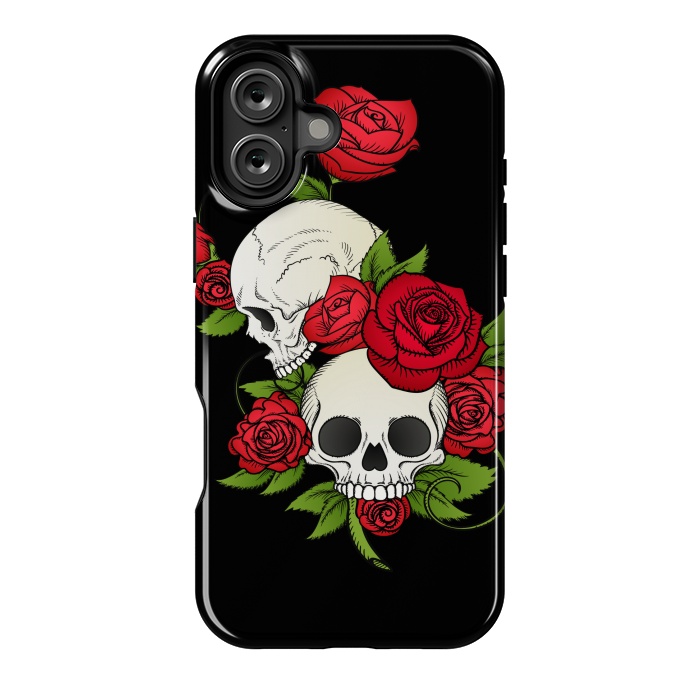 iPhone 16 Plus StrongFit CUTE ROSE SKULL PATTERN by MALLIKA