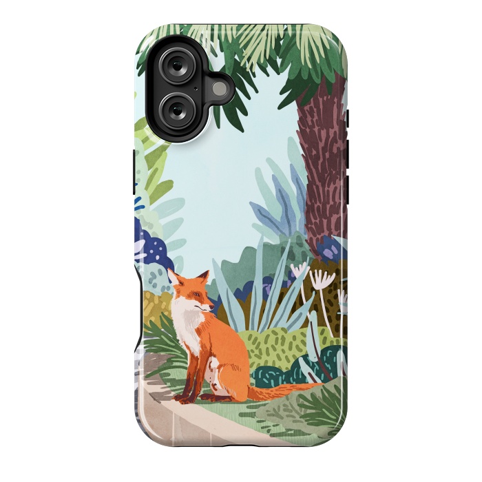 iPhone 16 Plus StrongFit Fox in The Garden | Animals Wildlife Botanical Nature Painting | Boho Colorful Jungle Illustration by Uma Prabhakar Gokhale