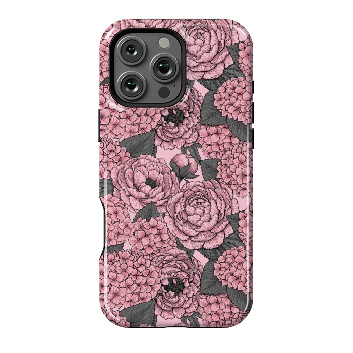 iPhone 16 Pro Max StrongFit Peony and hydrangea in pink by Katerina Kirilova