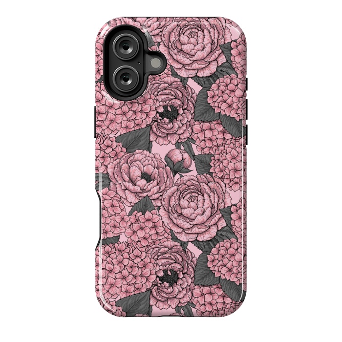 iPhone 16 Plus StrongFit Peony and hydrangea in pink by Katerina Kirilova