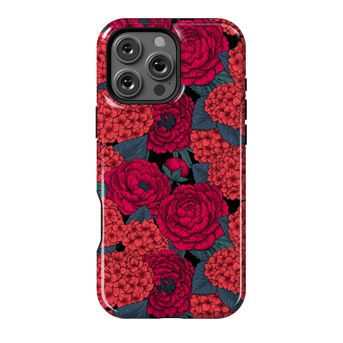 iPhone 16 Pro Max StrongFit Peony and hydrangea in red by Katerina Kirilova