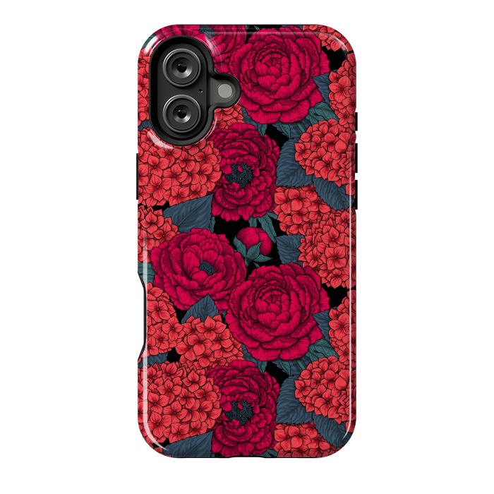 iPhone 16 Plus StrongFit Peony and hydrangea in red by Katerina Kirilova