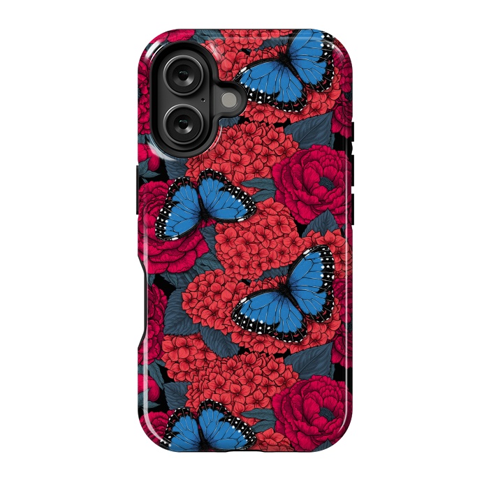 iPhone 16 StrongFit Blue morpho garden by Katerina Kirilova