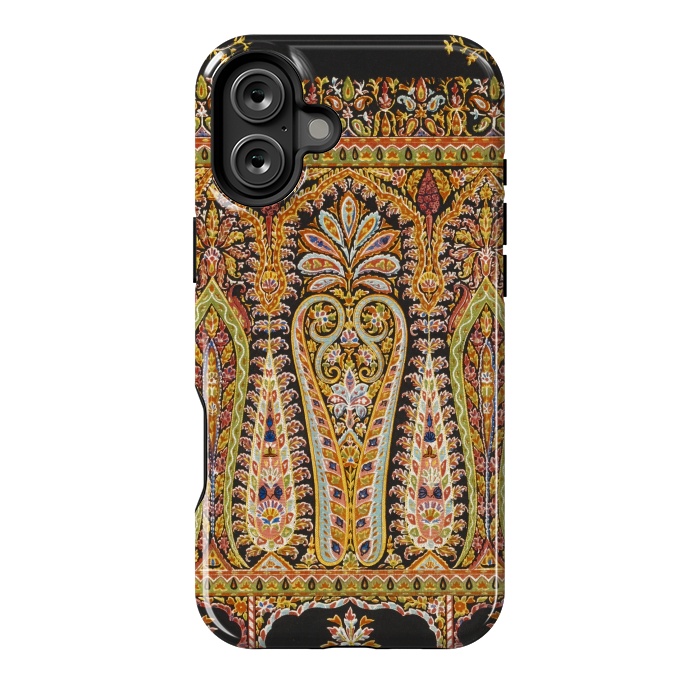 iPhone 16 Plus StrongFit Black Scarf Print by Zala Farah