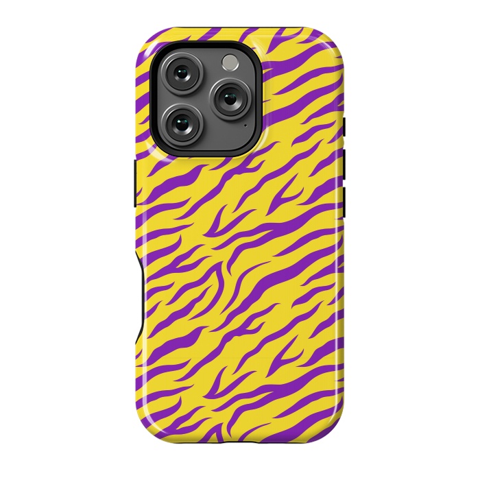 iPhone 16 Pro StrongFit PURPLE YELLOW ANIMAL PRINT by MALLIKA