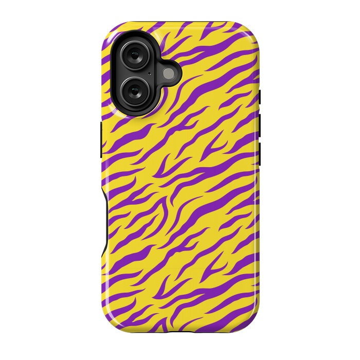 iPhone 16 StrongFit PURPLE YELLOW ANIMAL PRINT by MALLIKA