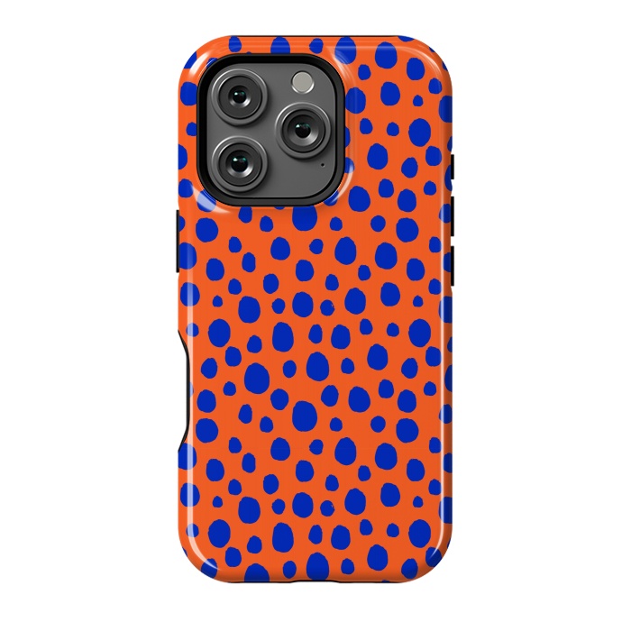 iPhone 16 Pro StrongFit blue orange animal print by MALLIKA