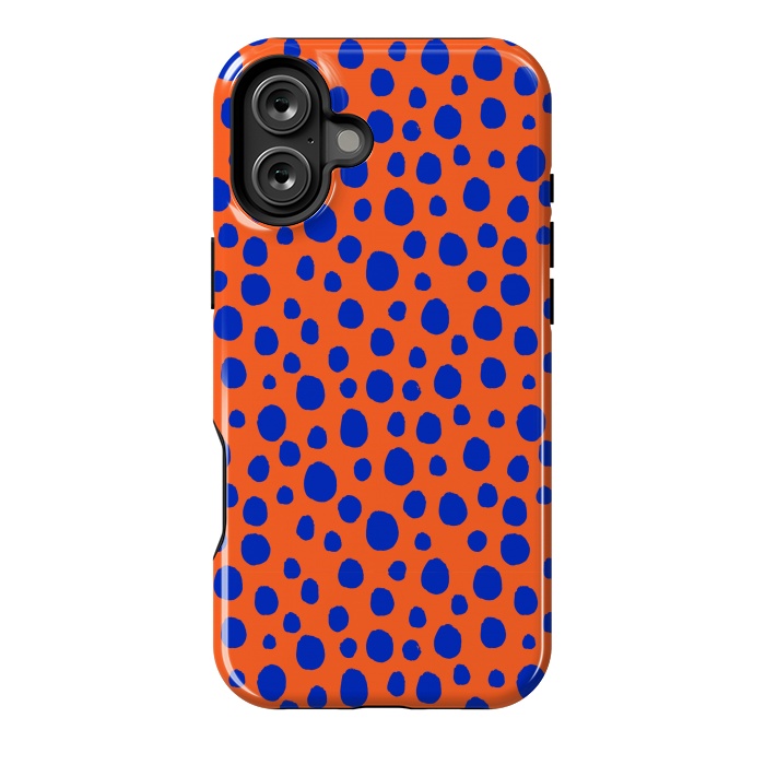 iPhone 16 Plus StrongFit blue orange animal print by MALLIKA