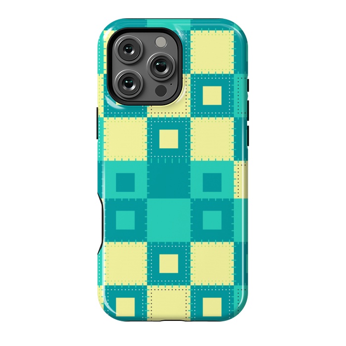 iPhone 16 Pro Max StrongFit blue yellow patchwork by MALLIKA