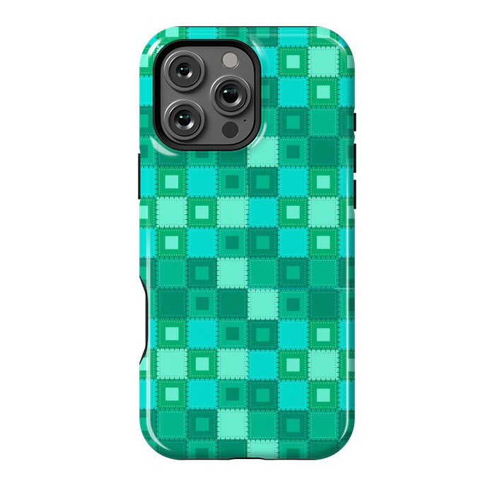 iPhone 16 Pro Max StrongFit blue green patchwork by MALLIKA