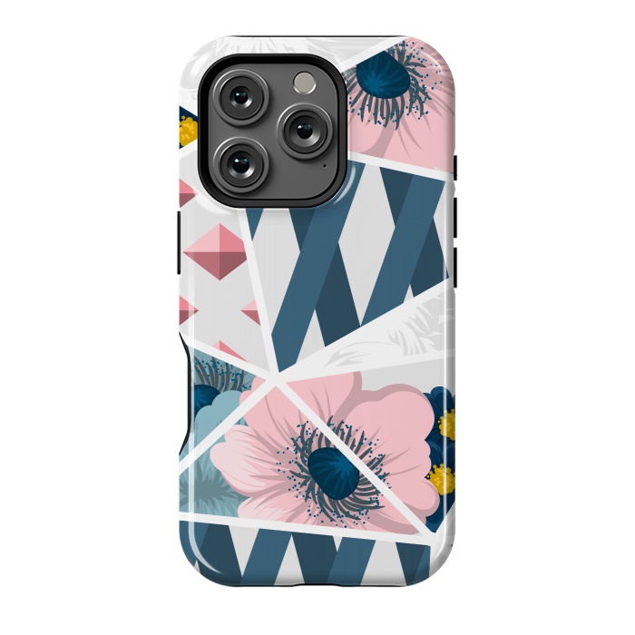 iPhone 16 Pro StrongFit BLUE PINK FLORAL PATCHWORK by MALLIKA