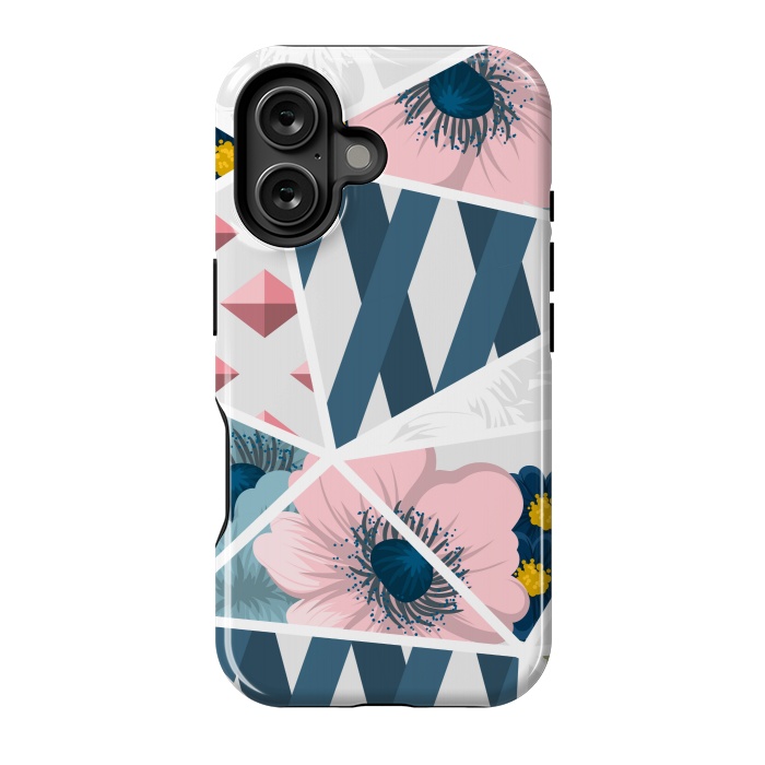 iPhone 16 StrongFit BLUE PINK FLORAL PATCHWORK by MALLIKA