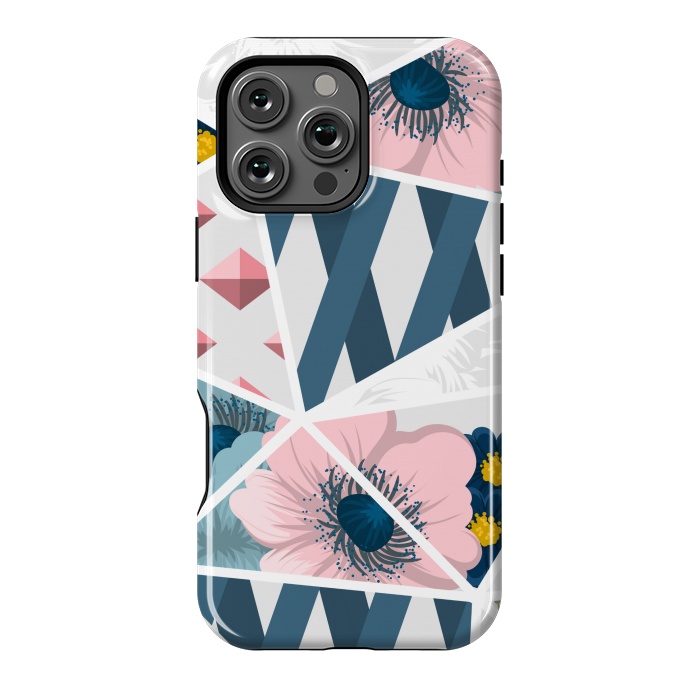 iPhone 16 Pro Max StrongFit BLUE PINK FLORAL PATCHWORK by MALLIKA