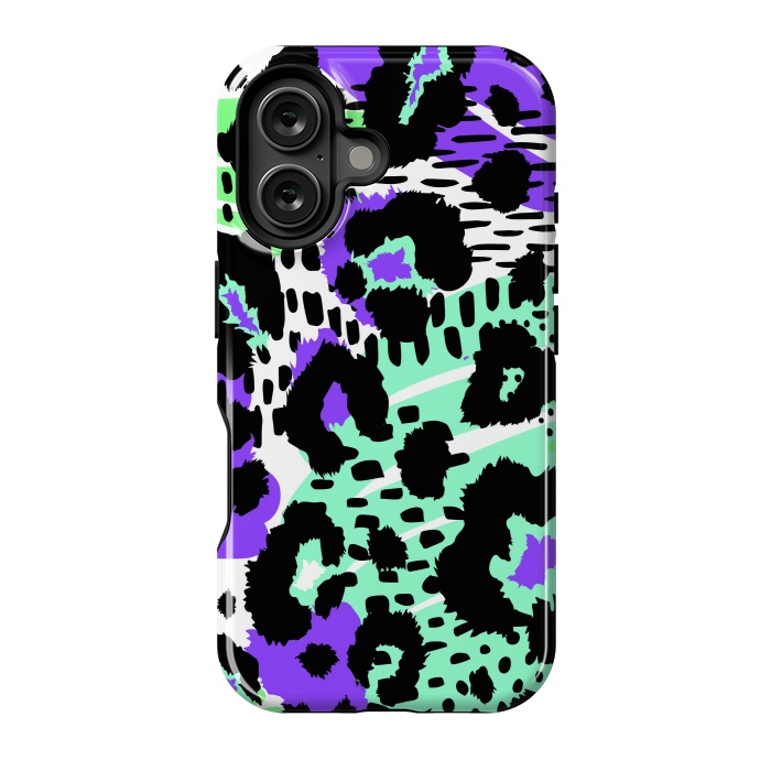 iPhone 16 StrongFit PURPLE TEAL ANIMAL PRINT by haroulita