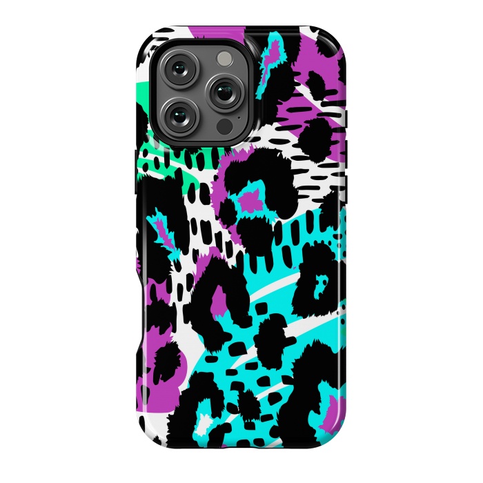 iPhone 16 Pro Max StrongFit PURPLE TEAL ANIMAL PRINT by haroulita