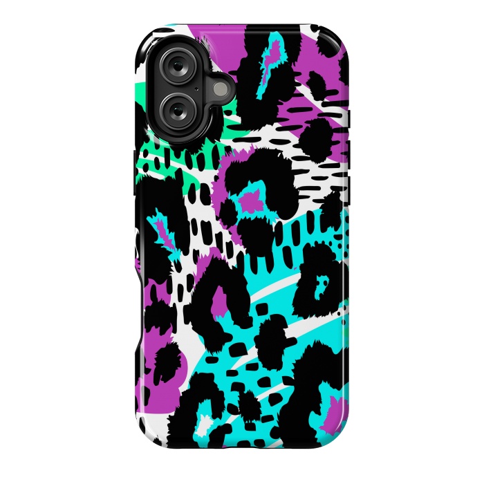 iPhone 16 Plus StrongFit PURPLE TEAL ANIMAL PRINT by haroulita