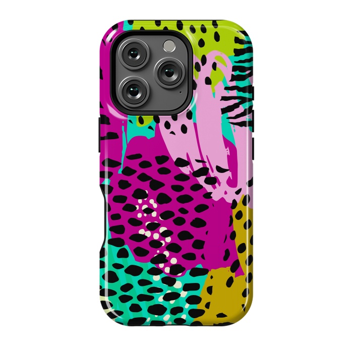 iPhone 16 Pro StrongFit colorful abstract animal print by haroulita