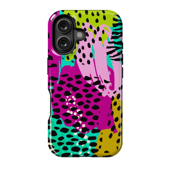 iPhone 16 StrongFit colorful abstract animal print by haroulita