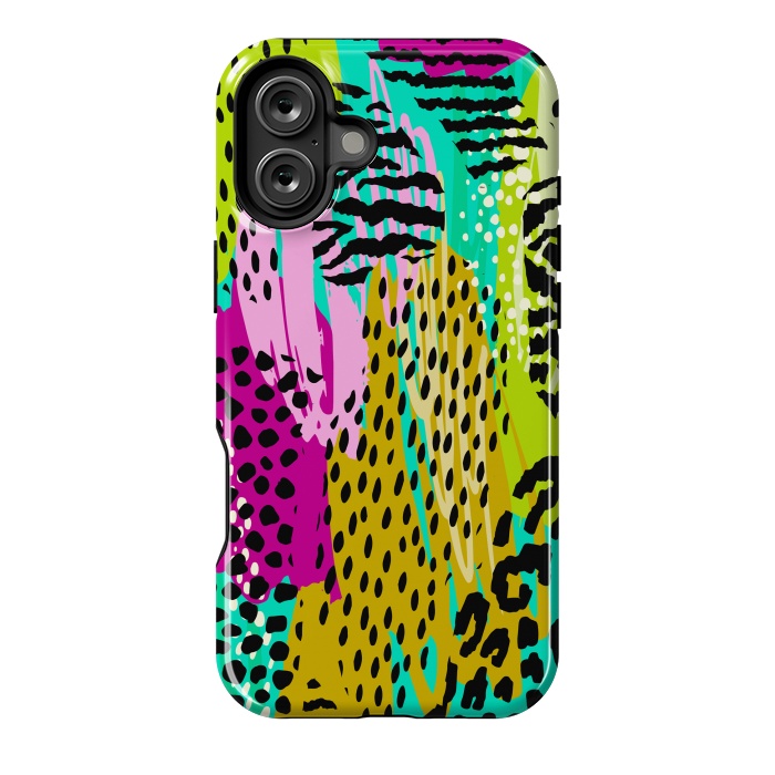 iPhone 16 Plus StrongFit colorful abstract animal print by haroulita