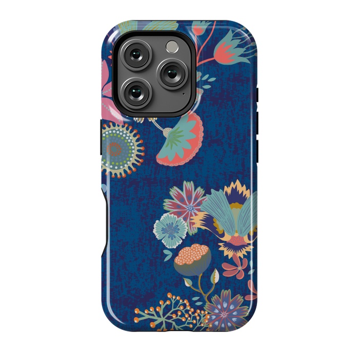 iPhone 16 Pro StrongFit Blue chinz florals by Nina Leth