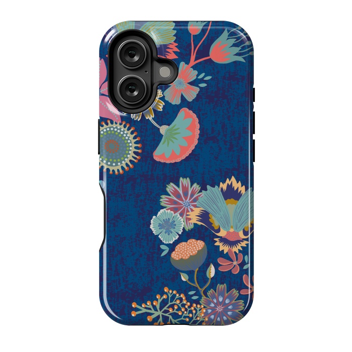 iPhone 16 StrongFit Blue chinz florals by Nina Leth