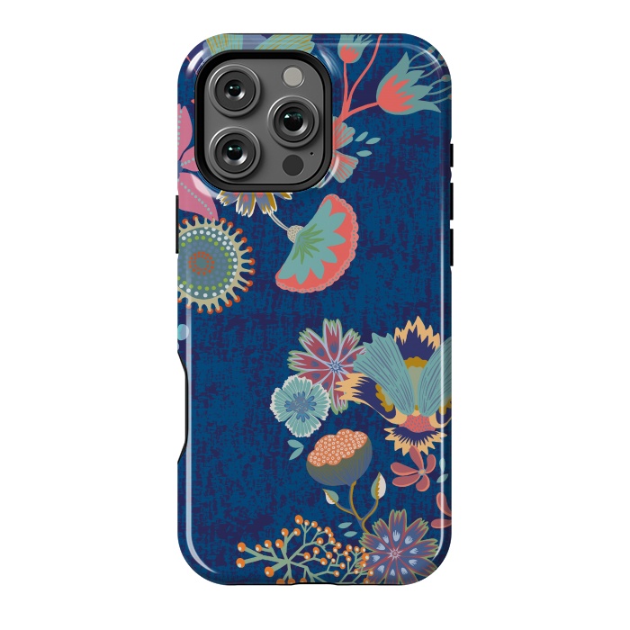 iPhone 16 Pro Max StrongFit Blue chinz florals by Nina Leth