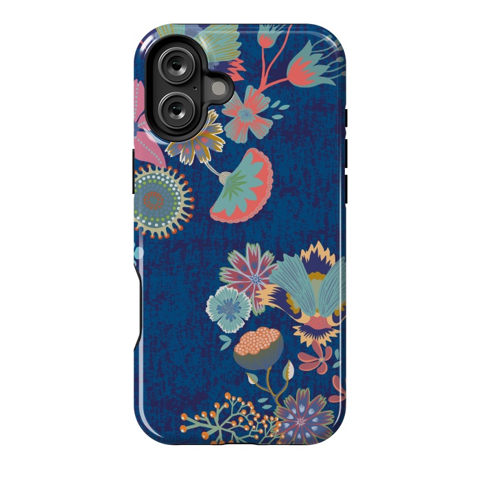 iPhone 16 Plus StrongFit Blue chinz florals by Nina Leth