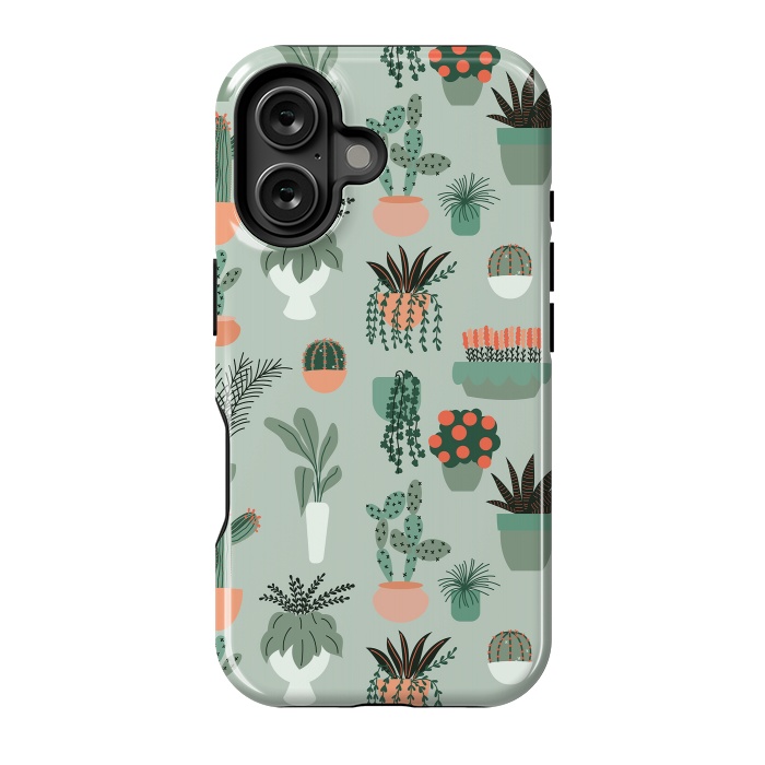 iPhone 16 StrongFit Houseplants pattern 01 by Jelena Obradovic