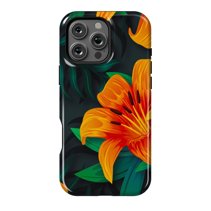 iPhone 16 Pro Max StrongFit ORANGE FLOWERS by haroulita