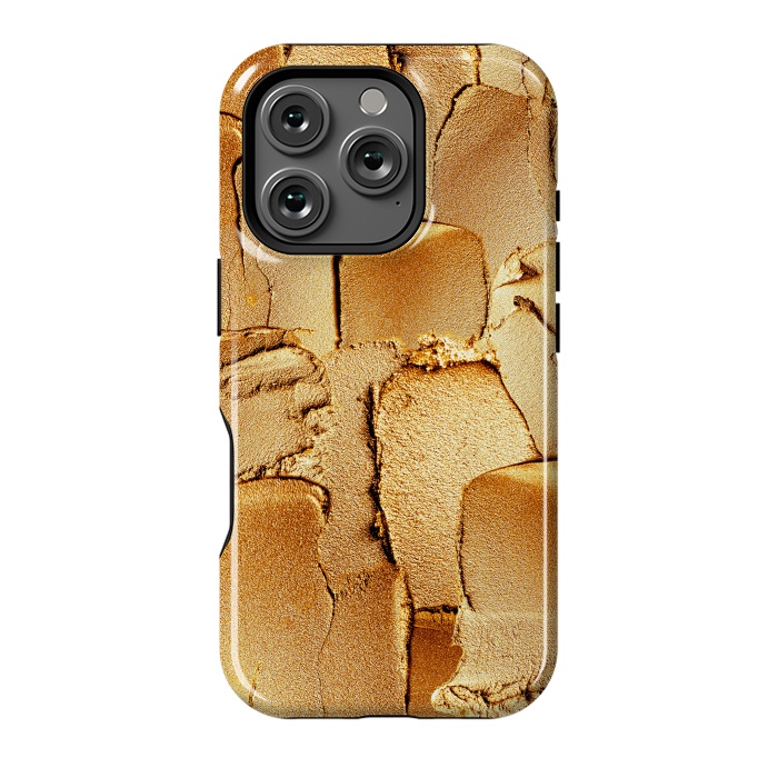 iPhone 16 Pro StrongFit Faux Gold Acrylic Brush Strokes by  Utart