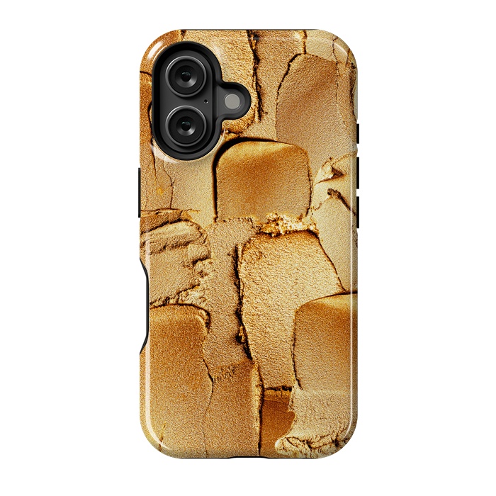 iPhone 16 StrongFit Faux Gold Acrylic Brush Strokes by  Utart