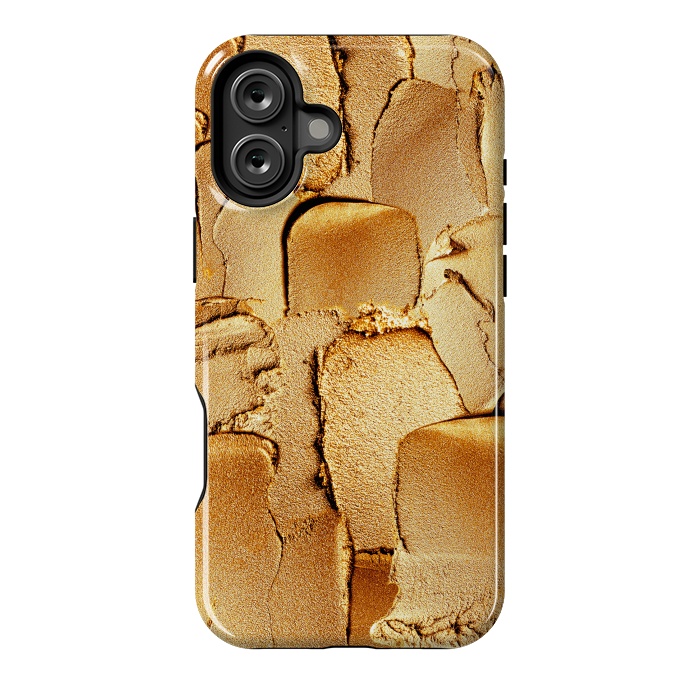 iPhone 16 Plus StrongFit Faux Gold Acrylic Brush Strokes by  Utart