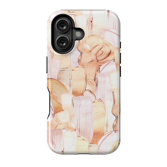 iPhone 16 StrongFit Blush Faux Gold Copper Acrylic Brush Strokes by  Utart