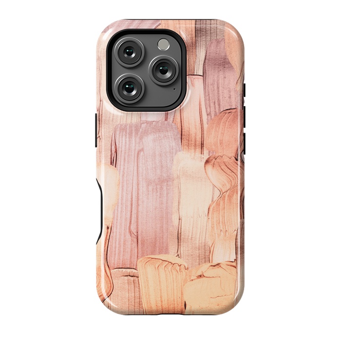 iPhone 16 Pro StrongFit Copper Blush Gold  Acrylic Brush Strokes by  Utart