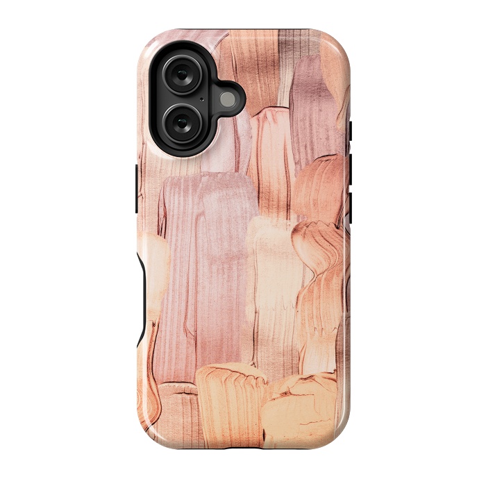 iPhone 16 StrongFit Copper Blush Gold  Acrylic Brush Strokes by  Utart