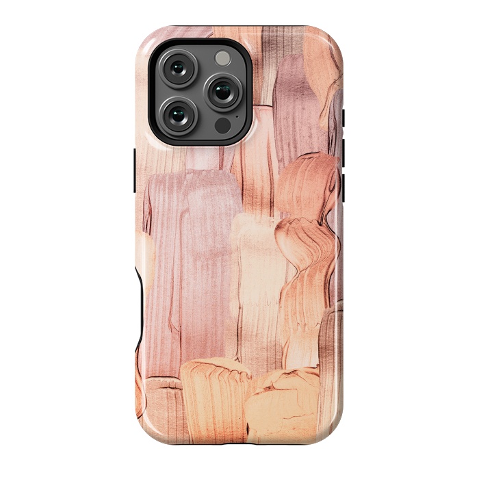 iPhone 16 Pro Max StrongFit Copper Blush Gold  Acrylic Brush Strokes by  Utart